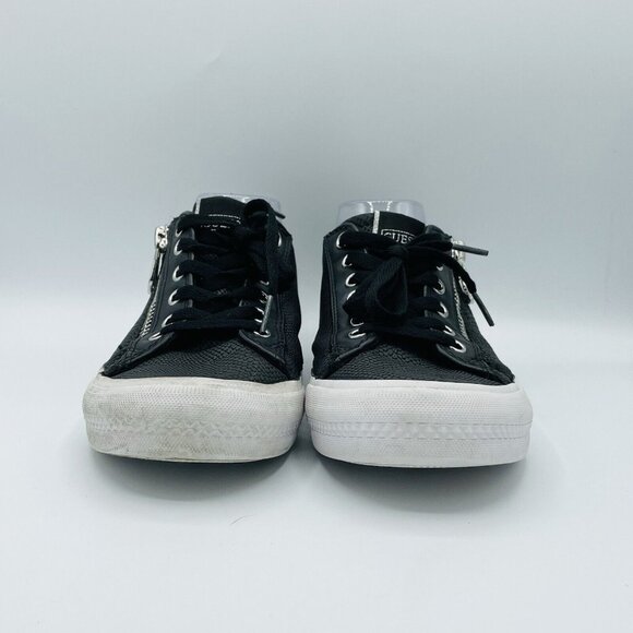Guess Shoes Womens Size 8.5 Black Lace Up Sneakers Embossed Logo Casual Sneakers - Picture 4 of 12
